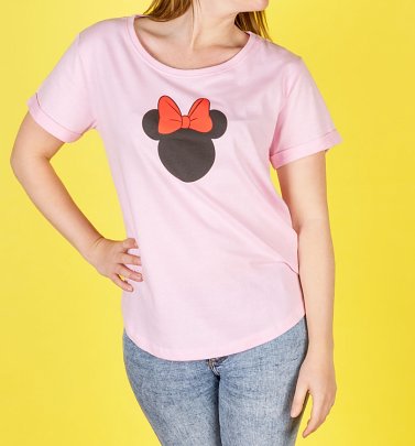 Women's Pink Minnie Silhouette T-Shirt Women's Pink Minnie Silhouette T-Shirt