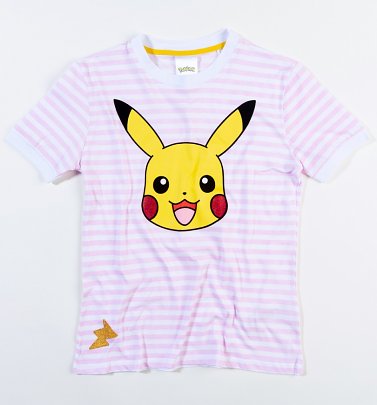 Women's Pokemon Pikachu Striped T-Shirt from Difuzed Women's Pokemon Pikachu Striped T-Shirt from Difuzed