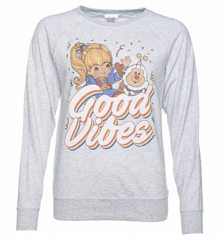 Women's Rainbow Brite Good Vibes Grey Lightweight Sweater Women's Rainbow Brite Good Vibes Grey Lightweight Sweater
