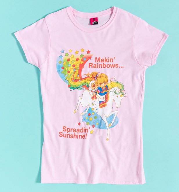 Women's Rainbow Brite Makin' Rainbows Light Pink Fitted T-Shirt