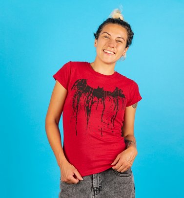 Batman Graffiti-Logo Damen T-Shirt, Rot