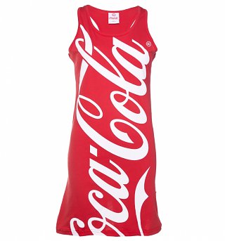 Women's Red Coca-Cola Logo Dress from Hype Women's Red Coca-Cola Logo Dress from Hype