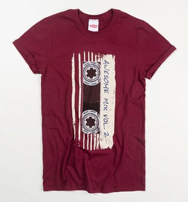 Women's Burgundy Marvel Comics Guardians Of The Galaxy Mix Tape Vol 2 Rolled Sleeve Boyfriend T-Shirt Women's Burgundy Marvel Comics Guardians Of The Galaxy Mix Tape Vol 2 Rolled Sleeve Boyfriend T-Shirt