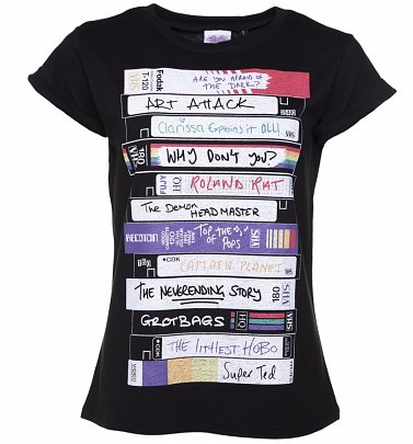 Women's Retro Video Tapes Rolled Sleeve Oversized T-Shirt Women's Retro Video Tapes Rolled Sleeve Oversized T-Shirt