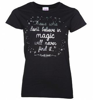 Women's Roald Dahl Believe In Magic Foil Print T-Shirt Women's Roald Dahl Believe In Magic Foil Print T-Shirt