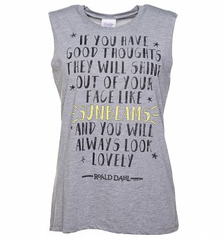 Women's Roald Dahl Good Thoughts Quote Sleeveless T-Shirt Women's Roald Dahl Good Thoughts Quote Sleeveless T-Shirt