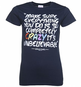 Women's Roald Dahl Matilda Completely Crazy Navy T-Shirt Women's Roald Dahl Matilda Completely Crazy Navy T-Shirt