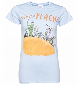 Women's Roald Dahl What A Peach Light Blue T-Shirt Women's Roald Dahl What A Peach Light Blue T-Shirt