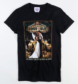 Women's Romeo And Juliet Kiss Black Boyfriend Fit Rolled Sleeve T-Shirt Women's Romeo And Juliet Kiss Black Boyfriend Fit Rolled Sleeve T-Shirt