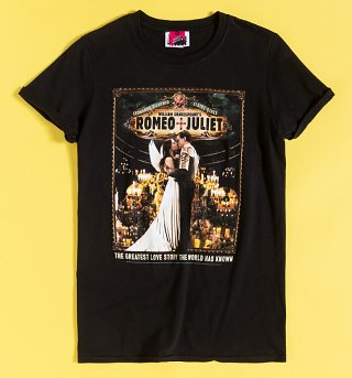 Women's Romeo And Juliet Kiss Black Boyfriend Fit Rolled Sleeve T-Shirt Women's Romeo And Juliet Kiss Black Boyfriend Fit Rolled Sleeve T-Shirt