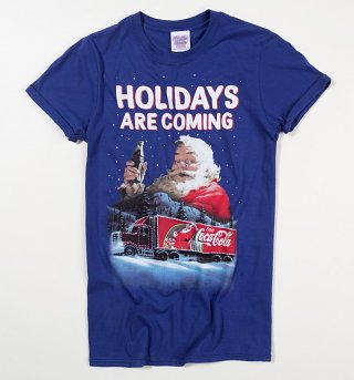Women's Santa Holidays Are Coming Christmas Blue Rolled Sleeve Boyfriend T-Shirt Women's Santa Holidays Are Coming Christmas Blue Rolled Sleeve Boyfriend T-Shirt
