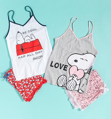 Women's Snoopy Set of Two Strappy Shortie Pyjamas Women's Snoopy Set of Two Strappy Shortie Pyjamas