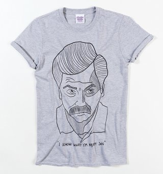 Women's Sport Grey Ron Swanson Illustration Boyfriend Fit Rolled Sleeve T-Shirt Women's Sport Grey Ron Swanson Illustration Boyfriend Fit Rolled Sleeve T-Shirt