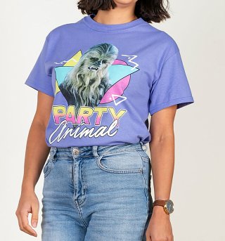 Women's Star Wars Chewbacca Party Animal Violet Oversized T-Shirt Women's Star Wars Chewbacca Party Animal Violet Oversized T-Shirt
