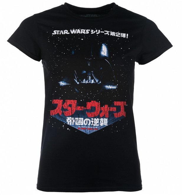 Women's Star Wars Japanese Empire Strikes Back Poster T-Shirt Women's Star Wars Japanese Empire Strikes Back Poster T-Shirt