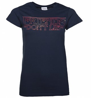 Women's Navy Stranger Things Inspired Friends Don't Lie T-Shirt Women's Navy Stranger Things Inspired Friends Don't Lie T-Shirt