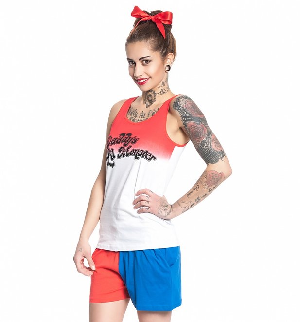 Women's Suicide Squad Daddy's Lil Monster Harley Quinn Shorties Pyjamas Women's Suicide Squad Daddy's Lil Monster Harley Quinn Shorties Pyjamas
