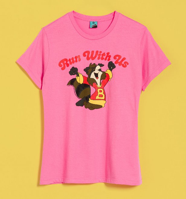 Women's The Raccoons Bert Run With Us Pink Fitted T-Shirt Women's The Raccoons Bert Run With Us Pink Fitted T-Shirt