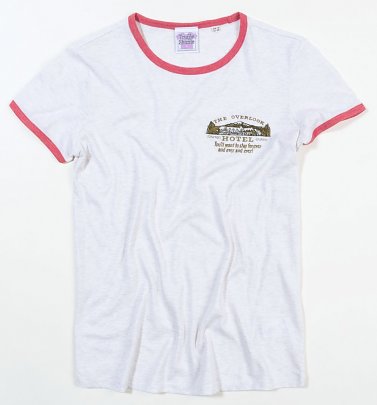 Women's The Shining Inspired Overlook Hotel Embroidered Ringer T-Shirt Women's The Shining Inspired Overlook Hotel Embroidered Ringer T-Shirt