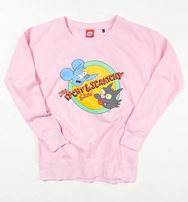 Women's The Simpsons Itchy and Scratchy Baby Pink Sweater Women's The Simpsons Itchy and Scratchy Baby Pink Sweater