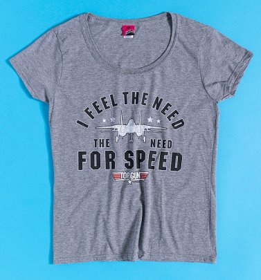 Women's Top Gun Need For Speed Charcoal Marl Scoop Neck T-Shirt