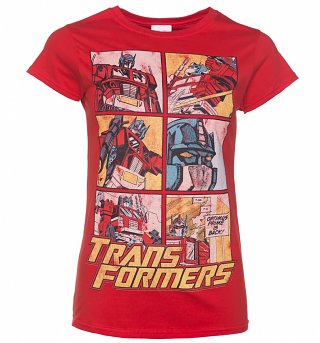 Women's Transformers Optimus Prime Comic Red T-Shirt Women's Transformers Optimus Prime Comic Red T-Shirt