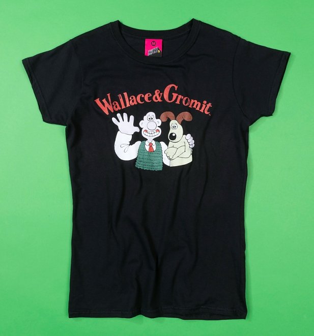 Women's Vintage Wallace and Gromit Black Fitted TShirt