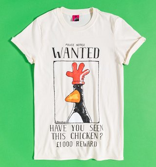 Women's Wallace And Gromit Feathers McGraw Wanted Poster Boyfriend T-Shirt