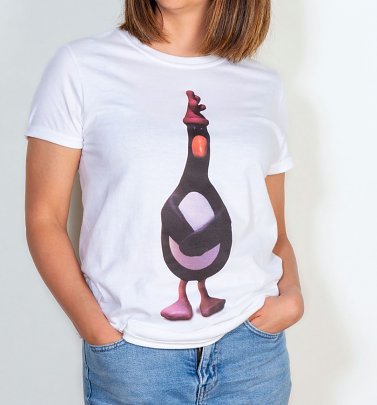 Women's Wallace And Gromit Feathers McGraw White Boyfriend Fit Rolled Sleeve T-Shirt Women's Wallace And Gromit Feathers McGraw White Boyfriend Fit Rolled Sleeve T-Shirt