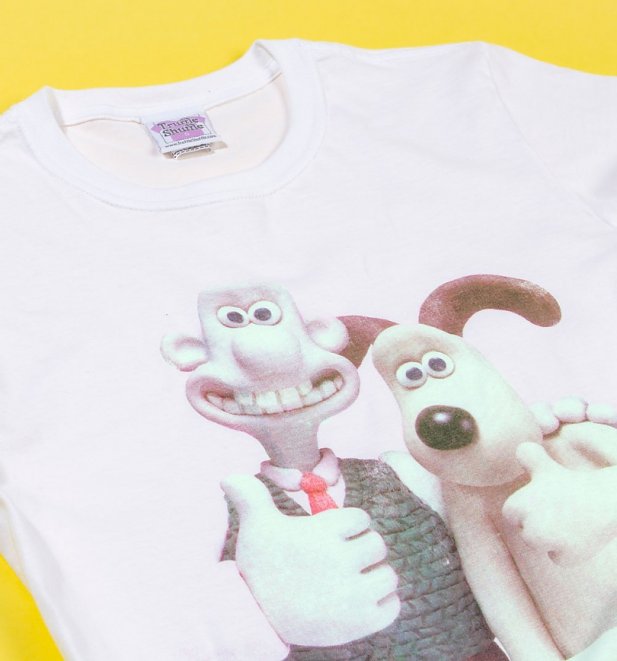 Women's Wallace and Gromit Classic Photograph White Boyfriend Fit