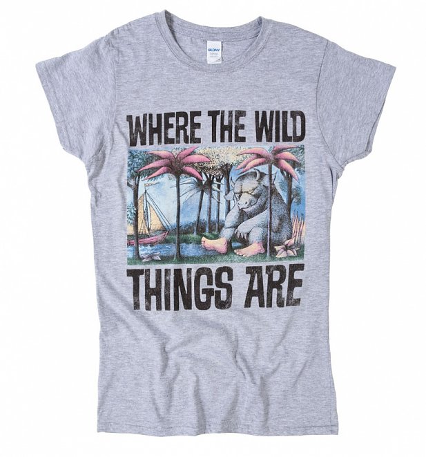 Women's Where The Wild Things Are Book Cover Sport Grey T-Shirt Women's Where The Wild Things Are Book Cover Sport Grey T-Shirt