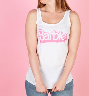 Women's White Barbie 80's Logo Fitted Vest Women's White Barbie 80's Logo Fitted Vest