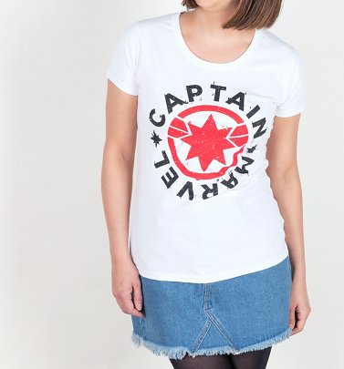 Women's White Captain Marvel Logo T-Shirt Women's White Captain Marvel Logo T-Shirt
