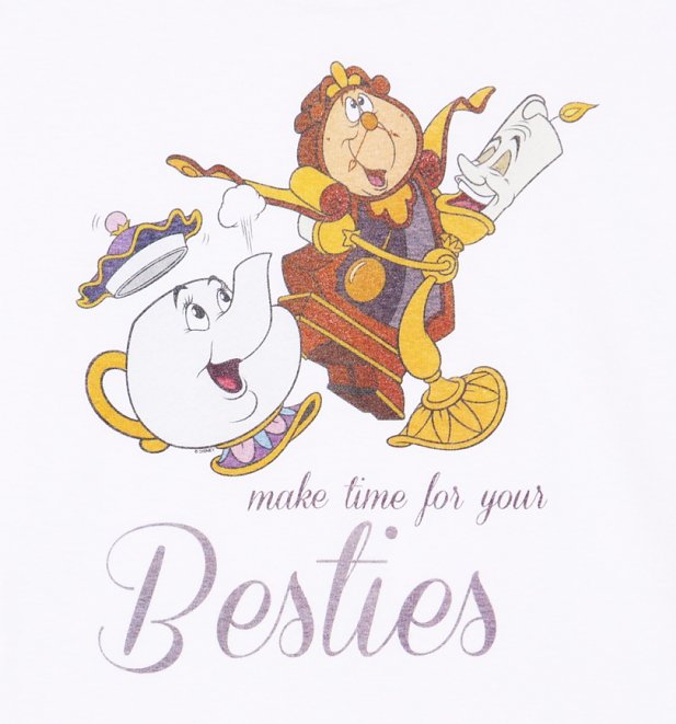 Women's White Disney Beauty & The Beast Besties T-Shirt Women's White Disney Beauty & The Beast Besties T-Shirt