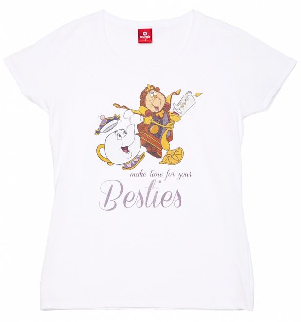 Women's White Disney Beauty & The Beast Besties T-Shirt Women's White Disney Beauty & The Beast Besties T-Shirt