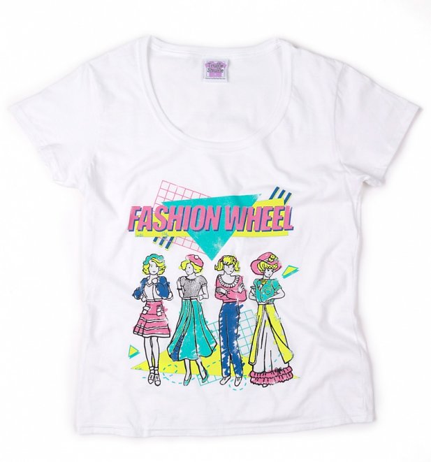 Women's White Fashion Wheel Scoop Neck T-Shirt Women's White Fashion Wheel Scoop Neck T-Shirt