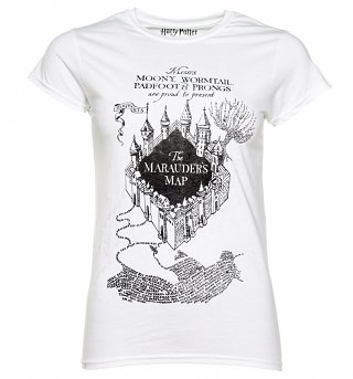 Women's White Harry Potter Marauders Map UV T-Shirt Women's White Harry Potter Marauders Map UV T-Shirt