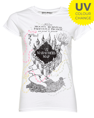 Women's White Harry Potter Marauders Map UV T-Shirt Women's White Harry Potter Marauders Map UV T-Shirt