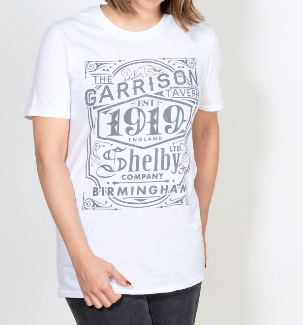 Women's White Peaky Blinders Garrison Pub Oversized Boyfriend T-Shirt