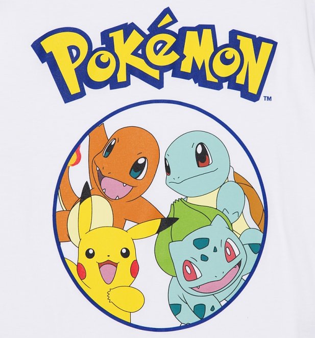 Women's White Pokemon Characters T-Shirt Women's White Pokemon Characters T-Shirt