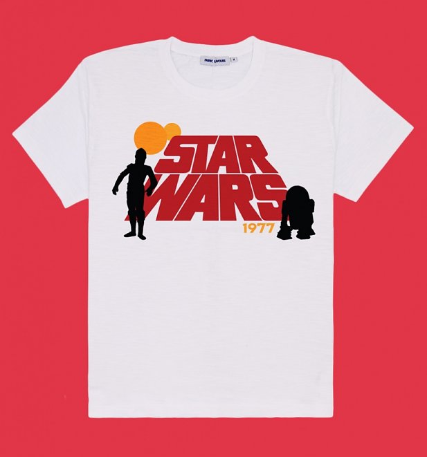 Women's White Retro Star Wars T-Shirt from Fabric Flavours Women's White Retro Star Wars T-Shirt from Fabric Flavours