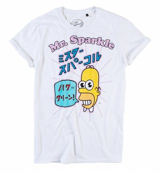 Women's White Simpsons Mr Sparkle Boyfriend T-Shirt Women's White Simpsons Mr Sparkle Boyfriend T-Shirt
