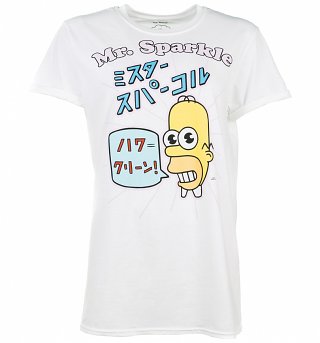 Women's White Simpsons Mr Sparkle Boyfriend T-Shirt Women's White Simpsons Mr Sparkle Boyfriend T-Shirt