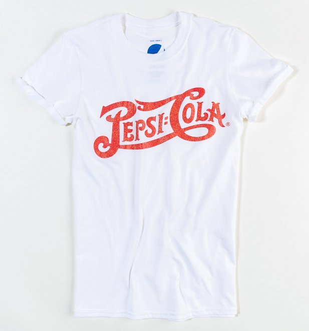 Women's White Vintage Glitter Pepsi Logo Oversized T-Shirt With Rolled ...