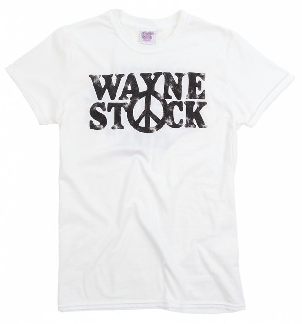 Women's White Wayne's World Inspired Waynestock Boyfriend Fit Rolled Sleeve T-Shirt Women's White Wayne's World Inspired Waynestock Boyfriend Fit Rolled Sleeve T-Shirt