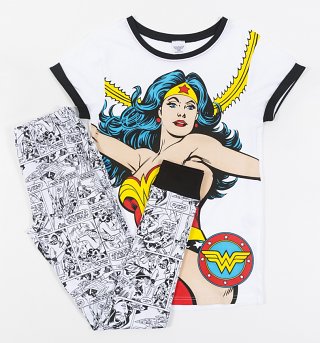 Women's White Wonder Woman Comic Strip Pyjamas Women's White Wonder Woman Comic Strip Pyjamas