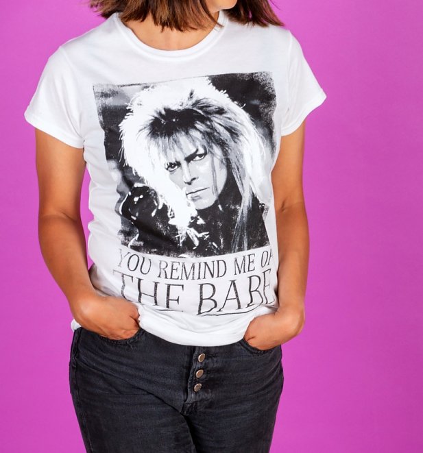 Women's White You Remind Me Of The Babe Bowie Labyrinth Fitted T-Shirt