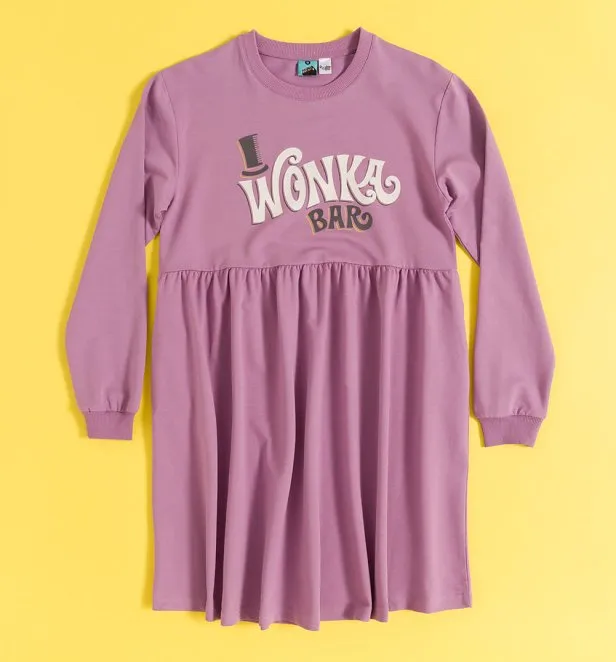 Wonka Chocolate Bar Violet Sweater Smock Dress