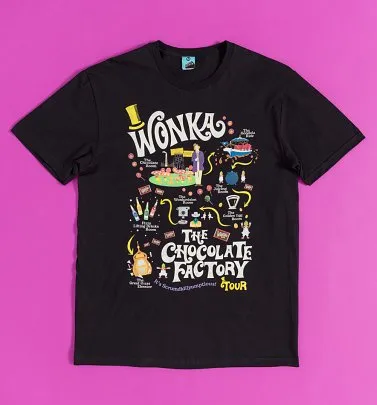 Wonka Chocolate Factory Tour Black T-Shirt