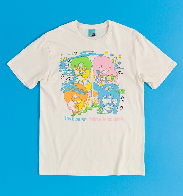 Yellow Submarine Psychedelic Beatles Natural T-Shirt Yellow Submarine Psychedelic Beatles Natural T-Shirt